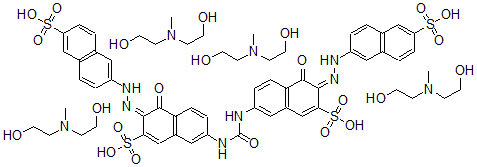 CAS#: 72869-93-3, 7,7'-(Carbonyldiimino)Bis[4-Hydroxy-3-[(6-Sulfo-2-Naphthalenyl)Azo]-2-Naphthalenesulfonic Acid Compd. With 2,2'-(Methylimino)Bis[Ethanol] (1:4)