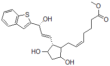 CAS 登录号：73285-86-6， (Z)-7-[(2R)-2-[(E,3R)-3-(1-苯并噻吩-2-基)-3-羟基丙-1-烯基]-3,5-二羟基环戊基]庚-5-烯酸甲酯