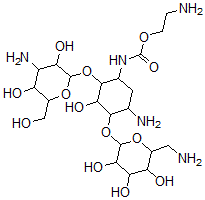 CAS 登录号：73352-74-6， 2-氨基乙基N-[5-氨基-2-[4-氨基-3,5-二羟基-6-(羟基甲基)四氢吡喃-2-基]氧基-4-[6-(氨基甲基)-3,4,5-三羟基四氢吡喃-2-基]氧基-3-羟基环己基]氨基甲酸酯