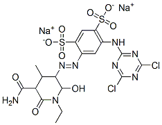 CAS#: 73398-40-0, Disodium 4-[[5-(Aminocarbonyl)-1-Ethyl-2-Hydroxy-4-Methyl-6-Oxopiperidin-3-Yl]Azo]-6-[(4,6-Dichloro-1,3,5-Triazin-2-Yl)Amino]Benzene-1,3-Disulphonate