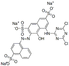 CAS#: 73398-41-1, Trisodium 5-[(4,6-Dichloro-1,3,5-Triazin-2-Yl)Amino]-4-Hydroxy-3-[(4-Sulphonato-1-Naphthyl)Azo]Naphthalene-2,7-Disulphonate