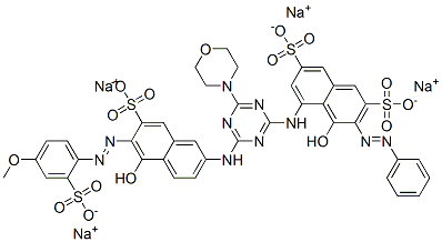 CAS 登录号：73398-52-4， 4-羟基-5-[[4-[[5-羟基-6-[(4-甲氧基-2-磺酸基苯基)偶氮]-7-磺酸基-2-萘基]氨基]-6-(吗啉基)-1,3,5-三嗪-2-基]氨基]-3-(苯基偶氮)萘-2,7-二磺酸四钠