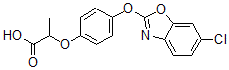 CAS 登录号：73519-55-8， 2-[4-[(6-氯-1,3-苯并恶唑-2-基)氧基]苯氧基]丙酸