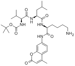 CAS 登录号：73554-84-4， N-(叔丁氧羰基)-L-缬氨酰-L-亮氨酰-N-(4-甲基-2-氧代-2H-1-苯并吡喃-7-基)-L-赖氨酰胺