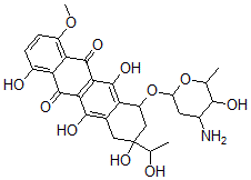 CAS#: 74273-36-2, 7-(4-Amino-5-Hydroxy-6-Methyloxan-2-Yl)Oxy-1,6,9,11-Tetrahydroxy-9-(1-Hydroxyethyl)-4-Methoxy-8,10-Dihydro-7H-Tetracene-5,12-Dione
