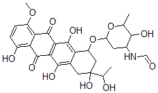 CAS 登录号：74273-37-3， N-[3-羟基-2-甲基-6-[[3,5,7,12-四羟基-3-(1-羟基乙基)-10-甲氧基-6,11-二氧代-2,4-二氢-1H-并四苯-1-基]氧基]四氢吡喃-4-基]甲酰胺