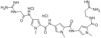CAS 登录号：74671-13-9， N-[5-[(3-氨基-3-亚氨基丙基)氨基甲酰]-1-甲基吡咯-3-基]-4-[[4-[[2-(二氨基亚甲基氨基)乙酰基]氨基]-1-甲基吡咯-2-羰基]氨基]-1-甲基吡咯-2-甲酰胺二盐酸盐