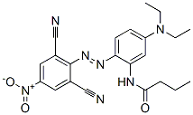 CAS 登录号：75125-56-3， N-[2-(2,6-二氰基-4-硝基苯基)偶氮-5-二乙基氨基苯基]丁酰胺
