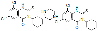 CAS 登录号：75129-84-9， 2,3-二氢-3-环己基-6,8-二氯-2-硫代-4-喹唑啉酮与哌嗪的化合物