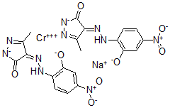 CAS 登录号：75199-07-4， (4E)-5-甲基-4-[(4-硝基-2-氧代苯基)亚肼基]吡唑-3-醇钠铬