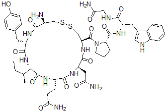 CAS 登录号：75511-62-5， (2S)-1-[(4R,7R,10S,13S,16S,19R)-19-氨基-7-(2-氨基-2-氧代乙基)-10-(3-氨基-3-氧代丙基)-13-[(2S)-丁烷-2-基]-16-[(4-羟基苯基)甲基]-6,9,12,15,18-五氧代1,2-二硫杂-5,8,11,14,17-五氮杂环二十烷-4-羰基]-N-[(2S)-1-[(2-氨基-2-氧代乙基)氨基]-3-(1H-吲哚-3-基)-1-氧代丙烷-2-基]吡咯烷-2-甲酰胺