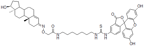 CAS 登录号：75585-82-9， N-[7-[(3',6'-二羟基-3-氧代螺[2-苯并呋喃-1,9'-氧杂蒽]-5-基)硫代氨基甲酰氨基]庚基]-2-[[(10R,13S,17S)-17-羟基-10,13-二甲基-1,2,6,7,8,9,11,12,14,15,16,17-十二氢环戊烯并[a]菲-3-亚基]氨基]氧基乙酰胺