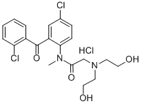 CAS 登录号：75615-92-8， 2-(二(2-羟基乙基)氨基)-N-(4-氯-2-(2-氯苯甲酰基)苯基)-N-甲基-乙酰胺盐酸盐