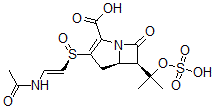 CAS 登录号：76094-36-5， (5R,6R)-3-[(R)-[(E)-2-乙酰氨基乙烯基]亚磺酰]-7-氧代-6-(2-磺基氧基丙-2-基)-1-氮杂双环[3.2.0]庚-2-烯-2-羧酸
