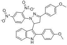 CAS 登录号：76195-79-4， 3-[2-(2,4-二硝基苯基)-5-(4-甲氧基苯基)-3,4-二氢吡唑-3-基]-2-(4-甲氧基苯基)-1H-吲哚