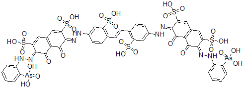 CAS#: 76199-91-2, (3Z,6Z)-3-[(2-Arsonophenyl)Hydrazinylidene]-6-[[4-[(E)-2-[4-[(2Z)-2-[(7Z)-7-[(2-Arsonophenyl)Hydrazinylidene]-1,8-Dioxo-3,6-Disulfonaphthalen-2-Ylidene]Hydrazinyl]-2-Sulfophenyl]Ethenyl]-3-Sulfophenyl]Hydrazinylidene]-4,5-Dioxonaphthalene-2,7-Disulfonic Acid
