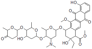CAS#: 76264-92-1, Methyl 4-[4-Dimethylamino-5-[4-Hydroxy-6-Methyl-5-(6-Methyl-5-Oxooxan-2-Yl)Oxyoxan-2-Yl]Oxy-6-Methyloxan-2-Yl]Oxy-2-Ethyl-2,7-Dihydroxy-5-Methoxy-6,11-Dioxo-3,4-Dihydro-1H-Tetracene-1-Carboxylate