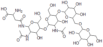CAS#: 76333-26-1, D-Mannopyranosyl-(1-6)-D-Mannopyranosyl-(1-4)-2-Acetamido-2-Deoxy-D-Glucopyranosyl-(1-4)-2-Acetamido-1-N-(4'-L-Aspartyl)-2-Deoxy-beta-D-Glucopyranosylamine
