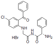 CAS 登录号：76375-85-4， (2S)-2-氨基-N-[2-[(2-苯甲酰基-4-氯苯基)氨基]乙酰基]-2-苯基乙酰胺氢溴酸盐
