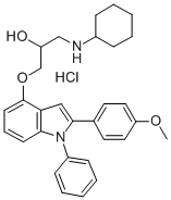 CAS#: 76423-55-7, 1-(Cyclohexylamino)-3-[2-(4-Methoxyphenyl)-1-Phenylindol-4-Yl]Oxypropan-2-Ol Hydrochloride