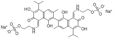 CAS#: 76500-07-7, Disodium 2-[[(Z)-[7-[(8Z)-1,6-Dihydroxy-3-Methyl-7-Oxo-5-Propan-2-Yl-8-[(2-Sulfonatooxyethylamino)Methylidene]Naphthalen-2-Yl]-3,8-Dihydroxy-6-Methyl-2-Oxo-4-Propan-2-Ylnaphthalen-1-Ylidene]Methyl]Amino]Ethyl Sulfate