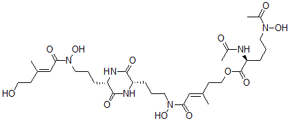CAS 登录号：77165-75-4， [(E)-5-[羟基-[3-[(2S,5S)-5-[3-[羟基-[(E)-5-羟基-3-甲基戊-2-烯酰基]氨基]丙基]-3,6-二氧代哌嗪-2-基]丙基]氨基]-3-甲基-5-氧代戊-3-烯基](2S)-2-乙酰氨基-5-(乙酰基-羟基氨基)戊酸酯