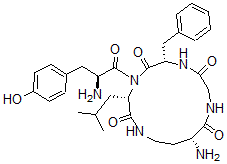 CAS#: 77171-72-3, (3S,6S,12R)-12-Amino-4-[(2S)-2-Amino-3-(4-Hydroxyphenyl)Propanoyl]-3-(2-Methylpropyl)-6-(Phenylmethyl)-1,4,7,10-Tetrazacyclotetradecane-2,5,8,11-Tetrone
