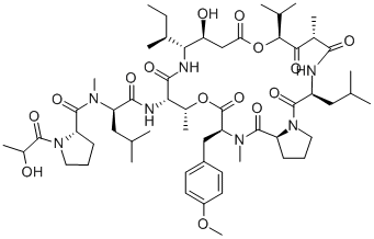CAS#: 77327-05-0, (2S)-N-[(2R)-1-[[(3S,6S,8S,12S,13R,16S,17R,20S,23S)-13-[(2S)-Butan-2-Yl]-12-Hydroxy-20-[(4-Methoxyphenyl)Methyl]-6,17,21-Trimethyl-3-(2-Methylpropyl)-2,5,7,10,15,19,22-Heptaoxo-8-Propan-2-Yl-9,18-Dioxa-1,4,14,21-Tetrazabicyclo[21.3.0]Hexacosan-16-Yl]Amino]-4-Methyl-1-Oxopentan-2-Yl]-1-[(2S)-2-Hydroxypropanoyl]-N-Methylpyrrolidine-2-Carboxamide