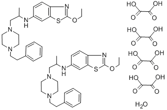 CAS#: 77563-06-5, 6-(1-Methyl-2-(4-phenethylpiperazino)ethyl)amino-2-ethoxybenzothiazole oxalate hydrate (2:4:1)