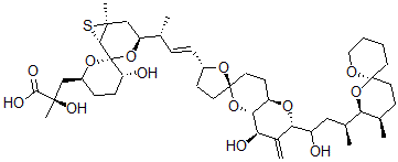 CAS#: 77739-71-0, (2R)-3-[(1R,2'S,3S,5S,5'R,6S)-3-[(E,2R)-4-[(2S,2'R,4R,4aS,6R,8aR)-4-Hydroxy-2-[(3S)-1-Hydroxy-3-[(2S,3R,6S)-3-Methyl-1,7-Dioxaspiro[5.5]Undecan-2-Yl]Butyl]-3-Methylidenespiro[4a,7,8,8a-Tetrahydro-4H-Pyrano[5,6-b]Pyran-6,5'-Oxolane]-2'-Yl]But-3-En-2-Yl]-5'-Hydroxy-1-Methylspiro[4-Oxa-7-Thiabicyclo[4.1.0]Heptane-5,6'-Oxane]-2'-Yl]-2-Hydroxy-2-Methylpropanoic Acid