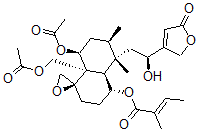 CAS#: 78798-40-0, (2E)-2-Methyl-2-Butenoic acid (1R,4R,4aR,5S,6R,8S,8aR)-8-(acetyloxy)-8a-((acetyloxy)methyl)-5-((2S)-2-(2,5-dihydro-5-oxo-3-furanyl)-2-hydroxyethyl)octahydro-5,6-dimethylspiro(naphthalene-1(2H),2'-oxiran)-4-yl ester