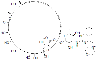 CAS#: 79451-27-7, Methyl (3R,4E,6E,8E,10E,12E,14E,16E,18S,19R,20R,21S,35S)-3-[(2R,3S,4S,5S,6R)-4-[[N-Cyclohexyl-N'-[2-(4-Methylmorpholin-4-Ium-4-Yl)Ethyl]Carbamimidoyl]Amino]-3,5-Dihydroxy-6-Methyloxan-2-Yl]Oxy-19,25,27,29,32,33,35,37-Octahydroxy-18,20,21-Trimethyl-23-Oxo-22,39-Dioxabicyclo[33.3.1]Nonatriaconta-4,6,8,10,12,14,16-Heptaene-38-Carboxylate