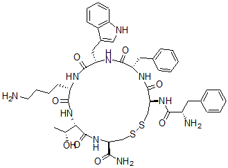CAS#: 79486-60-5, (4R,7S,10S,13S,16S,19R)-10-(4-Aminobutyl)-19-[[(2S)-2-Amino-3-Phenylpropanoyl]Amino]-7-(1-Hydroxyethyl)-13-(1H-Indol-3-Ylmethyl)-6,9,12,15,18-Pentaoxo-16-(Phenylmethyl)-1,2-Dithia-5,8,11,14,17-Pentazacycloicosane-4-Carboxamide