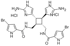 CAS#: 79703-25-6, N-[[(1R,2S,3S,4R)-2,3-Bis(2-Amino-3H-Imidazol-4-Yl)-4-[[(4-Bromo1h-Pyrrole-2-Carbonyl)Amino]Methyl]Cyclobutyl]Methyl]-4-Bromo-1H-Pyrrole-2-Carboxamide Dihydrochloride