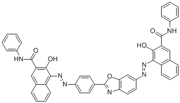CAS#: 79832-56-7, (4Z)-3-Oxo-4-[[2-[4-[(2Z)-2-[2-Oxo-3-(Phenylcarbamoyl)Naphthalen-1-Ylidene]Hydrazinyl]Phenyl]-1,3-Benzoxazol-6-Yl]Hydrazinylidene]-N-Phenylnaphthalene-2-Carboxamide