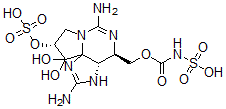 CAS 登录号：80173-30-4， (3As,10As)-3Aa,4,9,10-四氢-2,6-二氨基-4a-[[(磺基氨基羰基)氧基]甲基]-1H,8H-吡咯并[1,2-c]嘌呤-9b,10,10-三醇 9-硫酸酯