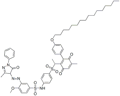 CAS#: 80396-84-5, 3-[(4,5-Dihydro-3-Methyl-5-Oxo-1-Phenyl-1H-Pyrazol-4-Yl)Azo]-N-[4-[[1-[2-[4-(Hexadecyloxy)Phenyl]-4-Methyl-3,6-Dioxocyclohexa-1,4-Dien-1-Yl]Ethyl]Sulphonyl]Phenyl]-4-Methoxybenzenesulphonamide
