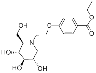 CAS 登录号：80879-63-6， 1,5-二脱氧-1,5-[[2-[4-(乙氧羰基)苯氧基]乙基]亚氨基]-D-山梨糖醇