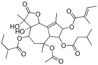 CAS#: 81127-21-1, 2-Methyl-2-Butenoic Acid 6-(Acetyloxy)-2,3,3A,4,5,6,6A,7,8,9B-Decahydro-3,3A-Dihydroxy-3,6,9-Trimethyl-4-(2-Methyl-1-Oxobutoxy)-7-(3-Methyl-1-Oxobutoxy)-2-Oxoazuleno(4,5-b)Furan-8-Yl Ester