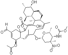 CAS#: 81319-48-4, (1S,3S,4S,4aS,6aS,7E,10S,11E,12aR,13S,16aS,20aS,20bR)-13-(acetyloxy)-1,2,3,4,4a,6a,9,10,12a,13,16,20,20a,20b-tetradecahydro-4,21-dihydroxy-1,3,7,11,20a-pentamethyl-18,20-dioxo-10-[[2,3,4,6-tetradeoxy-4-[(methoxycarbonyl)amino]-3-C-methyl-3-nitro-beta-D-xylo-hexopyranosyl]oxy]-18H-16a,19-metheno-16aH-benzo[b]naphth[2,1-j]oxacyclotetradecin-15-carboxaldehyde