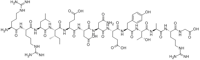 CAS 登录号:81493-98-3, H-精氨酰-精氨酰-亮氨酰-异亮氨酰-谷氨酰-天冬氨酰-天冬氨酰胺酰-谷氨酰-酪氨酰-苏氨酰-丙氨酰-精氨酰-甘氨酸