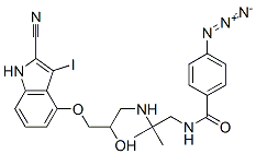 CAS 登录号:82130-68-5, 1-(4-叠氮基苯甲酰基)-3,3-二甲基-6-羟基-7-(2-氰基-3-碘吲哚-4-基氧基)-1,4-二氮杂庚烷