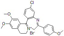 CAS#: 82802-97-9, 9,10-Dihydro-3-chloro-12,13-dimethoxy-6-(p-methoxyphenyl)-7H-Isoquino(2,1-d)(1,4)benzodiazepin-8-ium bromide