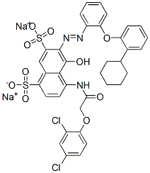 CAS#: 83027-52-5, Disodium 6-[[2-(2-Cyclohexylphenoxy)Phenyl]Azo]-4-[[(2,4-Dichlorophenoxy)Acetyl]Amino]-5-Hydroxynaphthalene-1,7-Disulphonate