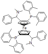 CAS#: 831226-39-2, (alphaS,alphaS)-1,1'-Bis[alpha-(Dimethylamino)Benzyl]-(R,R)-2,2'-Bis[Bis(2-Methylphenyl)Phosphino]Ferrocene