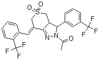 CAS#: 83376-85-6, 1-[(7Z)-5,5-Dioxo-3-[3-(trifluoromethyl)phenyl]-7-[[2-(trifluoromethyl)phenyl]methylene]-3a,4-dihydro-3H-thiopyrano[4,3-c]pyrazol-2-yl]ethanone