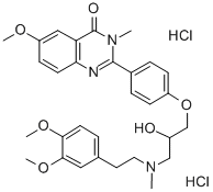 CAS#: 83722-15-0, 2-(4-(3-((2-(3,4-Dimethoxyphenyl)Ethyl)Methylamino)-2-Hydroxypropoxy)Phenyl)-6-Methoxy-3-Methyl-4(3H)-Quinazolinone Dihydrochloride