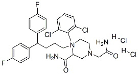 CAS 登录号：83898-67-3， 4-[4,4-二(4-氟苯基)丁基]-3-氨基甲酰-N-(2,6-二氯苯基)哌嗪-1-乙酰胺二盐酸盐