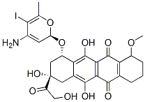 CAS 登录号：83997-75-5， (8S,10S)-10-(2R,4S,5S,6S)-4-氨基四氢-5-碘-6-甲基-2H-吡喃-2-基氧基-7,8,9,10-四氢-6,8,11-三羟基-8-(羟基乙酰基)-1-甲氧基-5,12-并四苯醌