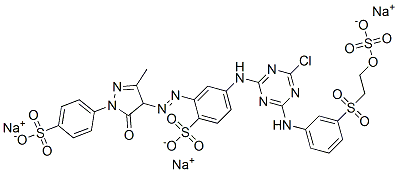 CAS 登录号：84000-62-4， 4-[[4-氯-6-[[3-[[2-(磺酸基氧基)乙基]磺酰基]苯基]氨基]-1,3,5-三嗪-2-基]氨基]-2-[[4,5-二氢-3-甲基-5-氧代-1-(4-磺酸基苯基)-1H-吡唑-4-基]偶氮]苯磺酸三钠